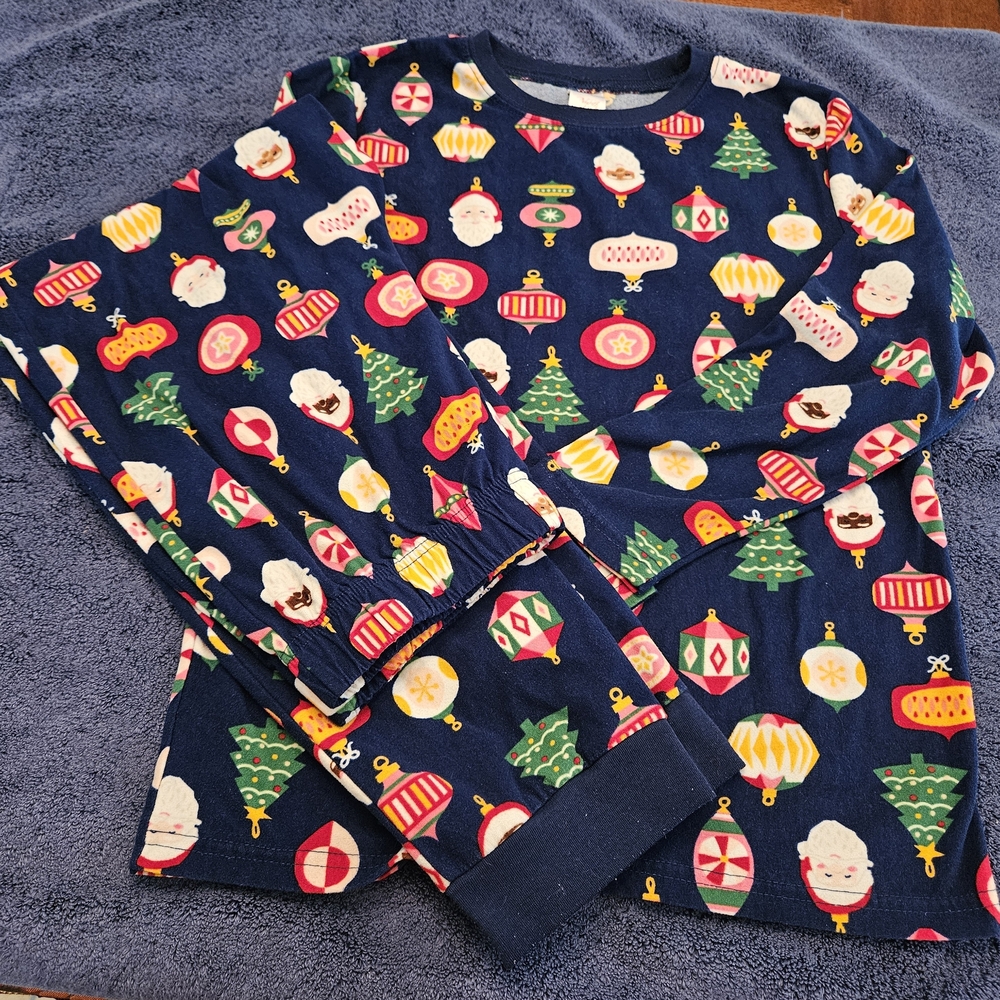 Festive Kids Pajamas - Blue with Holiday Print